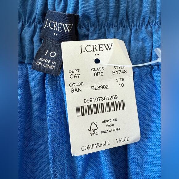 NWT J. Crew Factory Linen-Blend Pleated Wide Leg Crop Pant Blue Size 10 - Picture 6 of 11